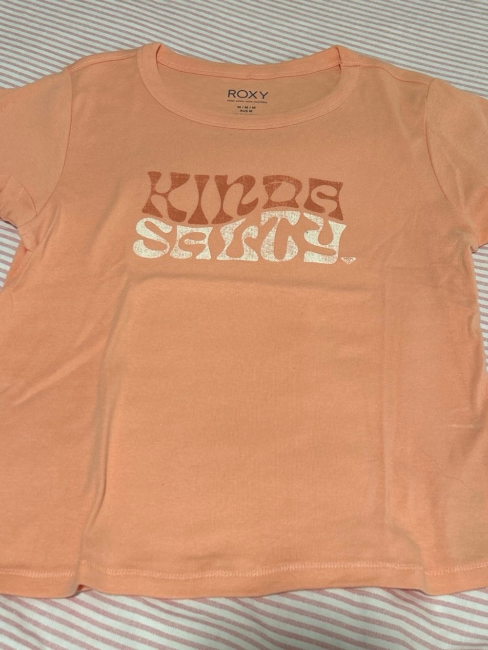Roxy Peach Short-Sleeve Tee with 'Kind & Salty' Graphic